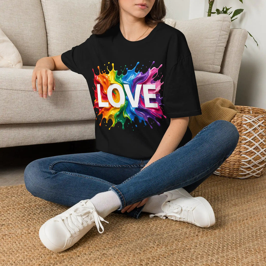 Love Splash" LOVE T-Shirt – buntes Statement Shirt mit Farbdesign - KlareAnsage