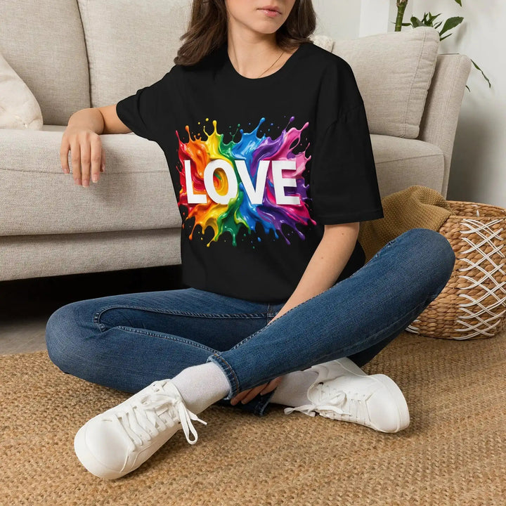 Love Splash" LOVE T-Shirt – buntes Statement Shirt mit Farbdesign - KlareAnsage