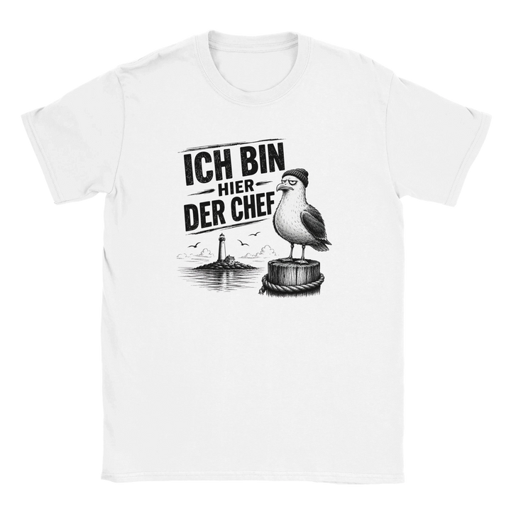 Weißes T-Shirt mit Möwen-Print &