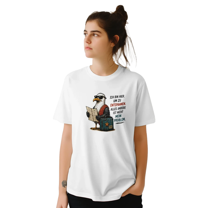 Nahaufnahme des weißen Möwen-Shirts &