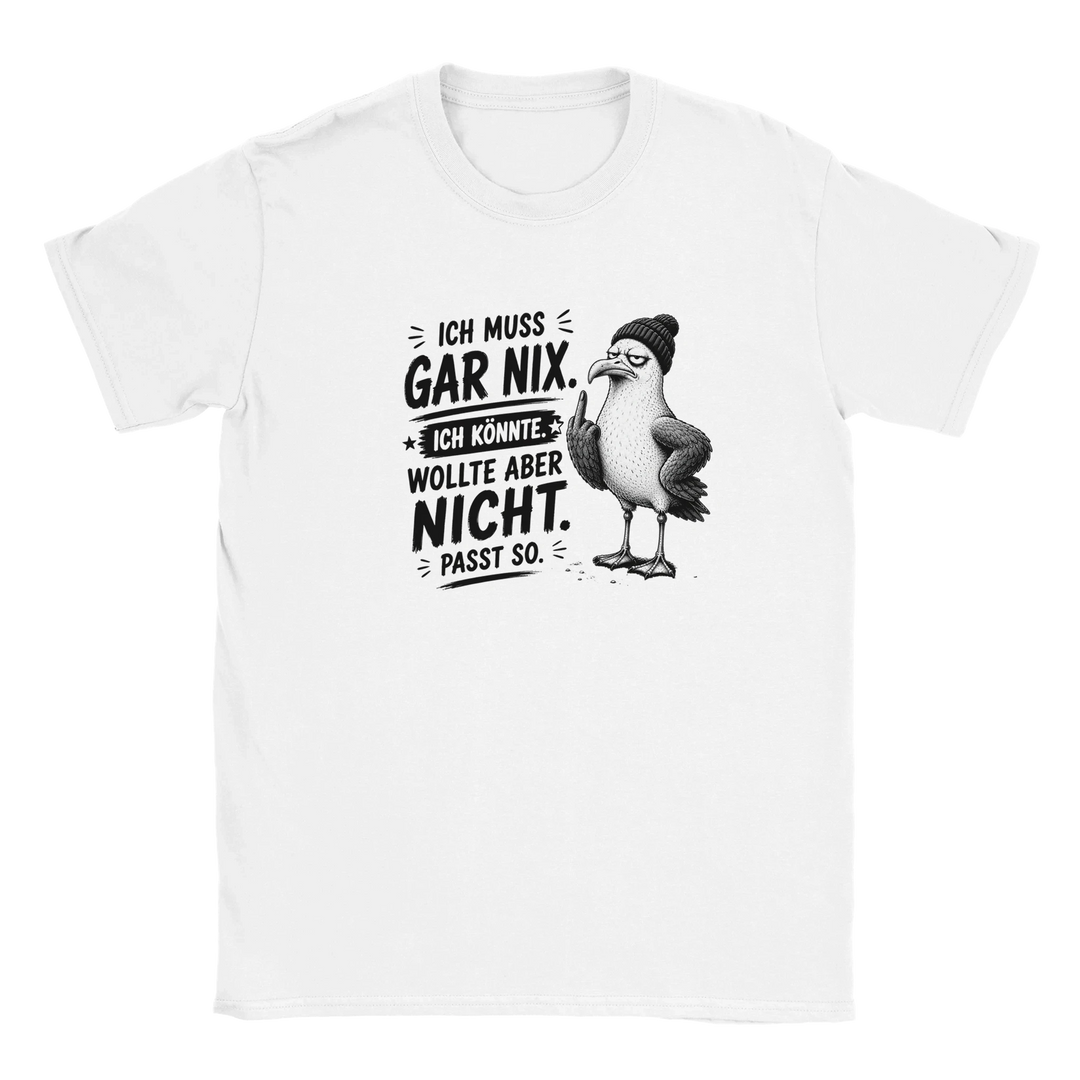 Weißes T-Shirt mit Möwen-Print und Spruch &