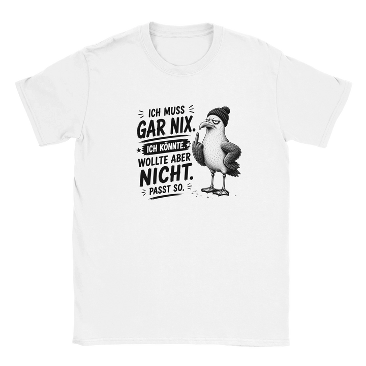 Weißes T-Shirt mit Möwen-Print und Spruch &