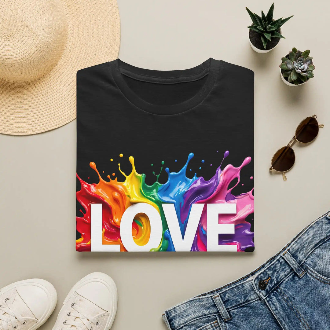 Love Splash" LOVE T-Shirt – buntes Statement Shirt mit Farbdesign - KlareAnsage