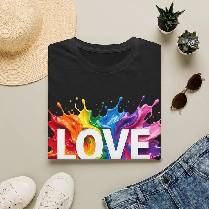 Love Splash" LOVE T-Shirt – buntes Statement Shirt mit Farbdesign - KlareAnsage