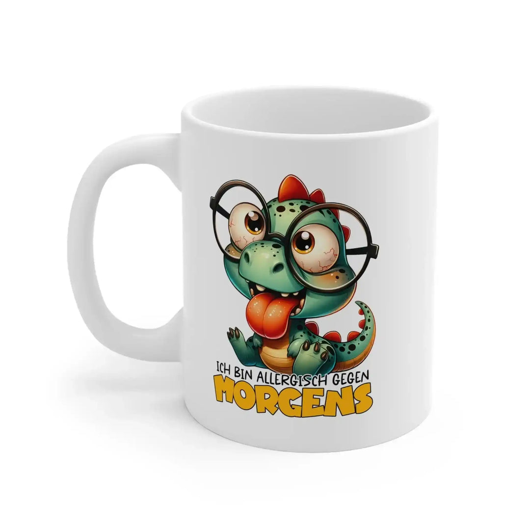 Allergisch gegen Morgens“ Dino Tasse für Morgenmuffel - KlareAnsage