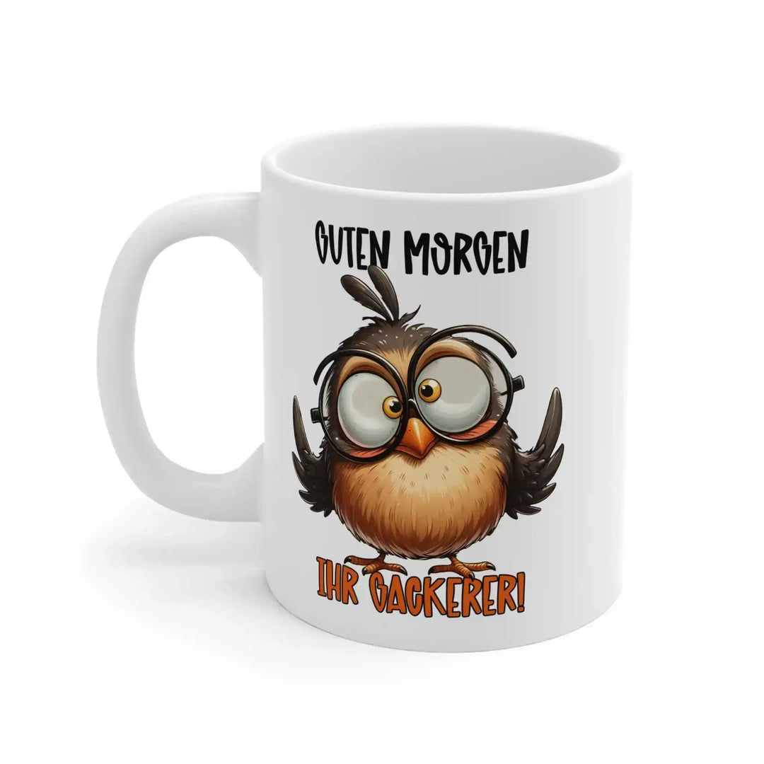 „Guten Morgen“ Eule Tasse – Ironie &amp; Kaffee - KlareAnsage