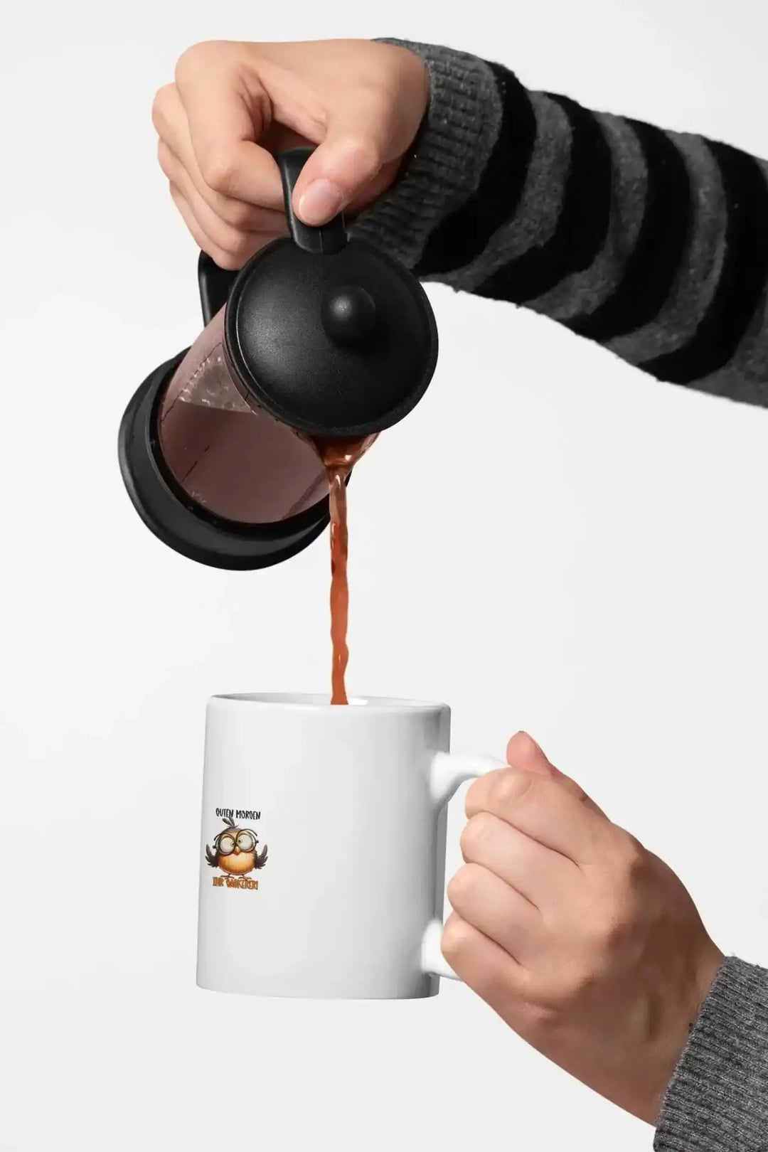 „Guten Morgen“ Eule Tasse – Ironie &amp; Kaffee - KlareAnsage