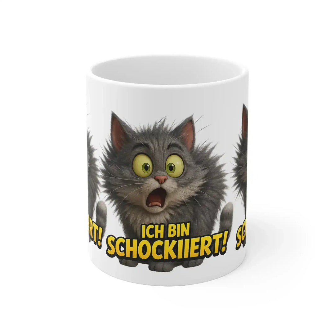 Ich bin schockiiert! – Lustige Katzen Tasse mit Spruch - KlareAnsage