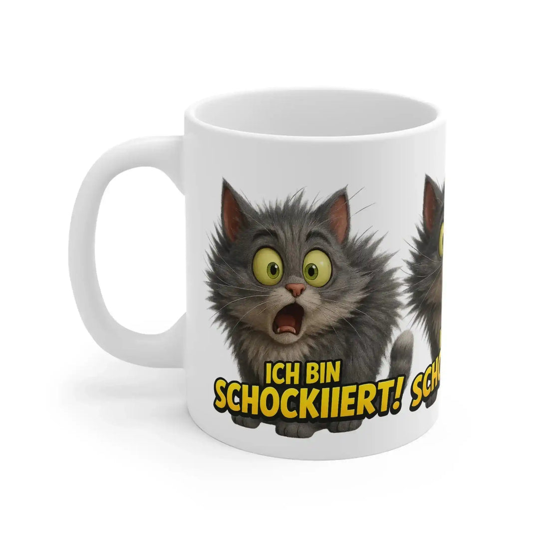 Ich bin schockiiert! – Lustige Katzen Tasse mit Spruch - KlareAnsage