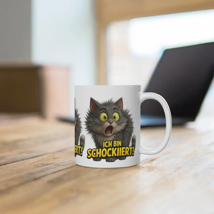 Ich bin schockiiert! – Lustige Katzen Tasse mit Spruch - KlareAnsage