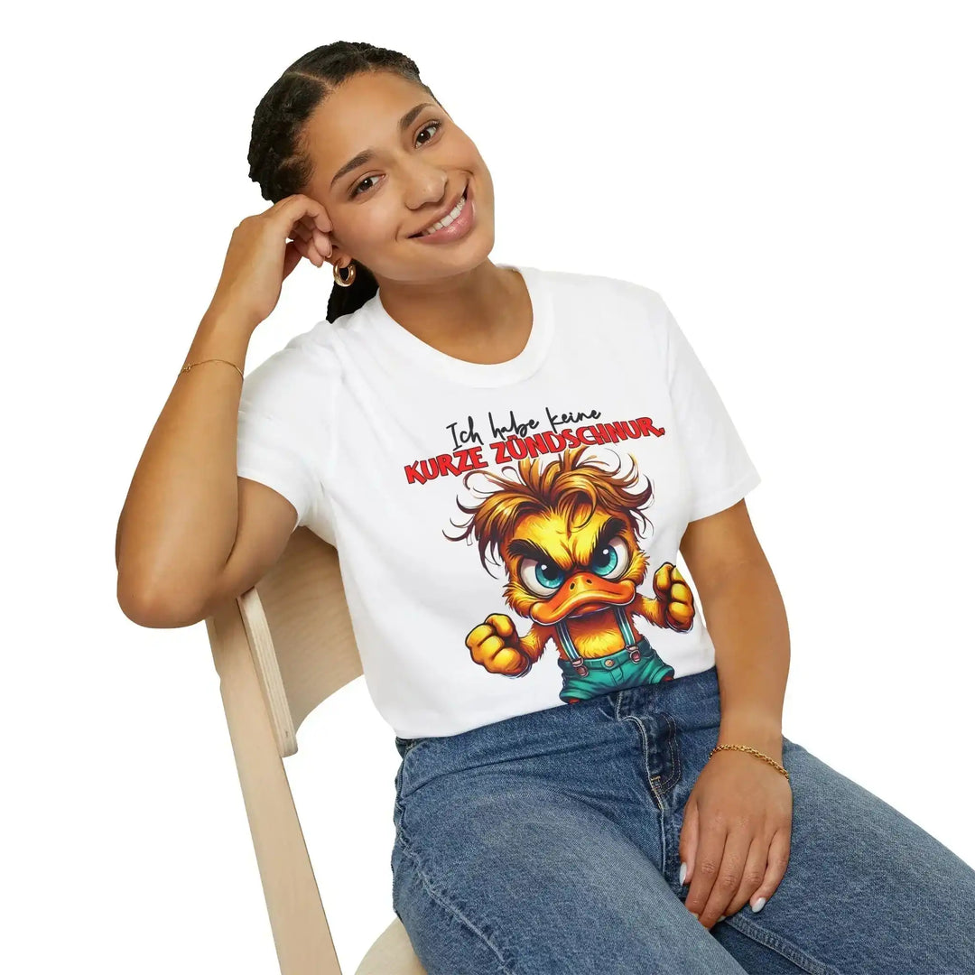 Ich habe keine kurze Zündschnur T-Shirt – Wütende Ente Spruchshirt - KlareAnsage