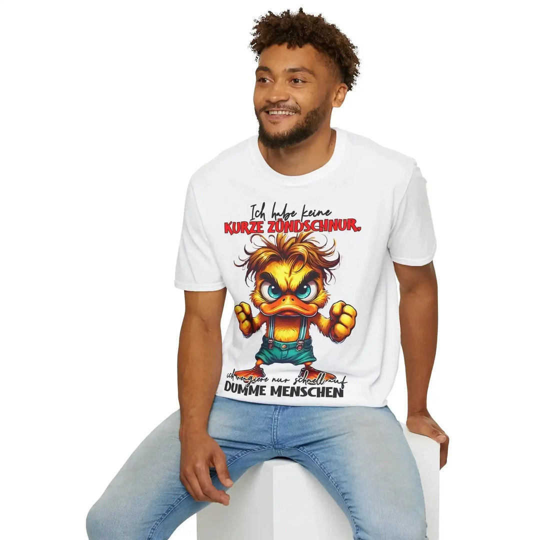 Ich habe keine kurze Zündschnur T-Shirt – Wütende Ente Spruchshirt - KlareAnsage