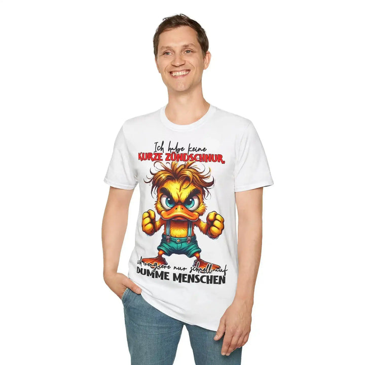 Ich habe keine kurze Zündschnur T-Shirt – Wütende Ente Spruchshirt - KlareAnsage