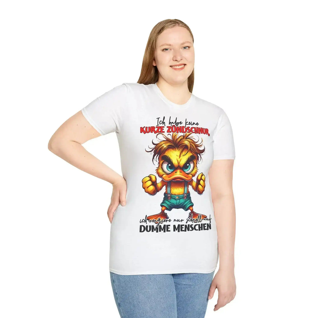 Ich habe keine kurze Zündschnur T-Shirt – Wütende Ente Spruchshirt - KlareAnsage