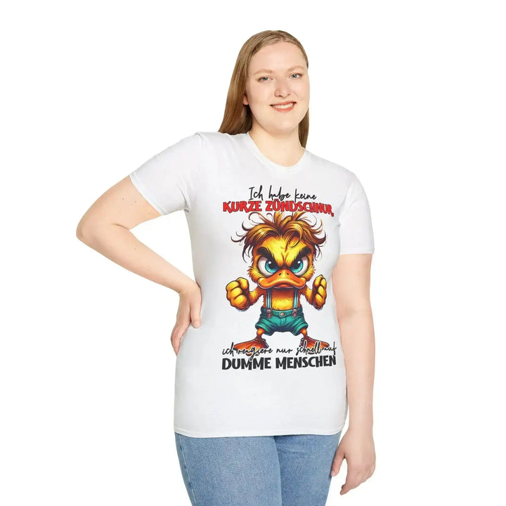 Ich habe keine kurze Zündschnur T-Shirt – Wütende Ente Spruchshirt - KlareAnsage