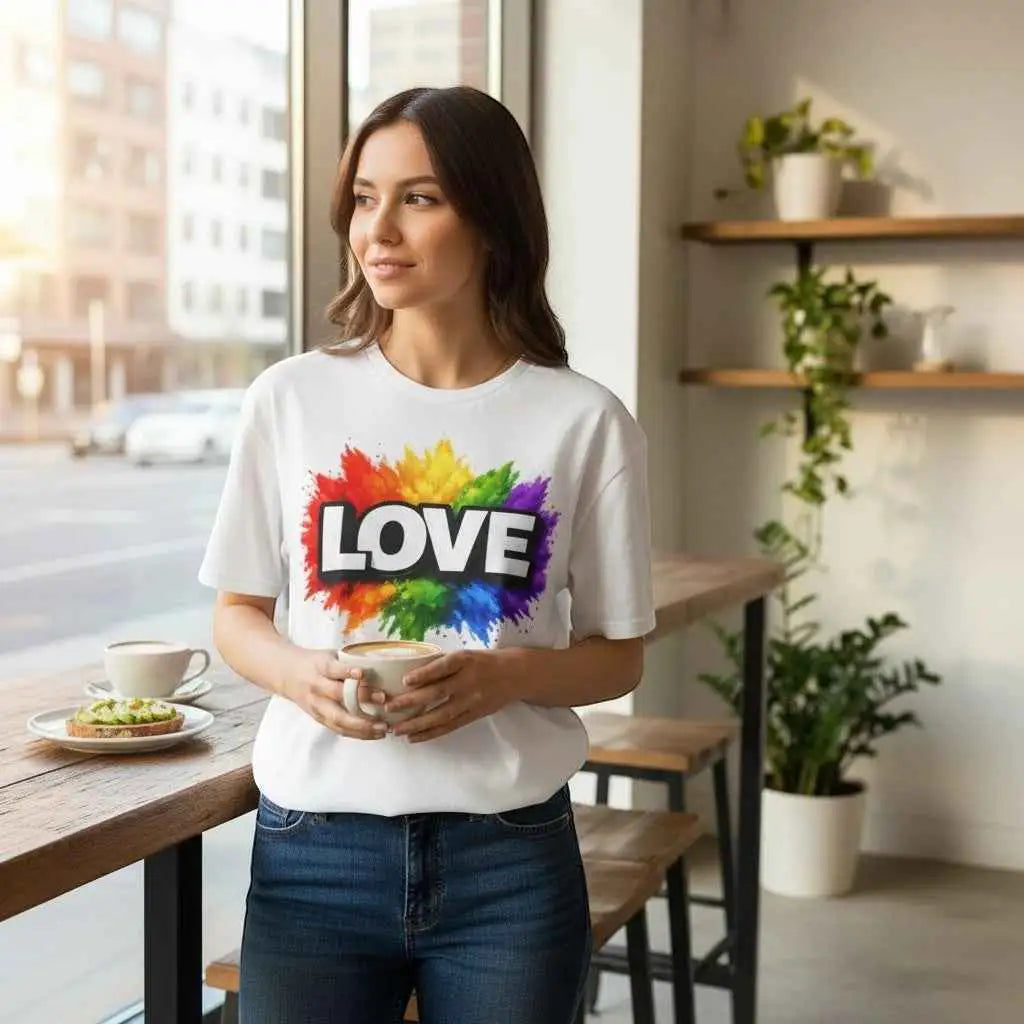 LOVE Pride T-Shirt mit Regenbogen-Print