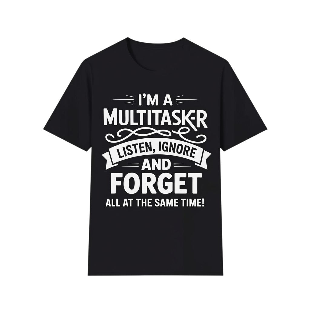 Schwarzes KlareAnsage T-Shirt aus Baumwolle mit weißem I&