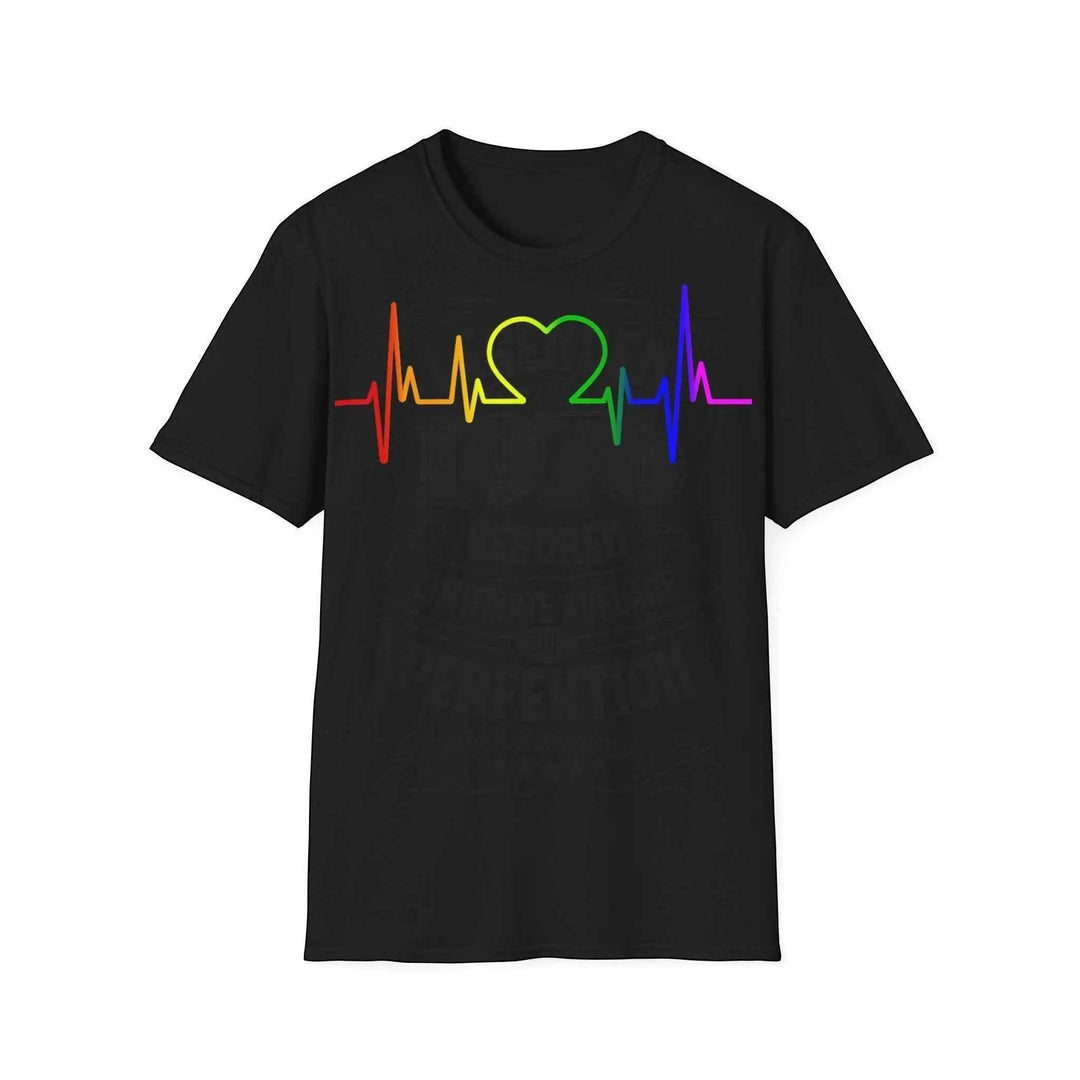 Pride Herzschlag T-Shirt – Regenbogen EKG-Linie mit Herz