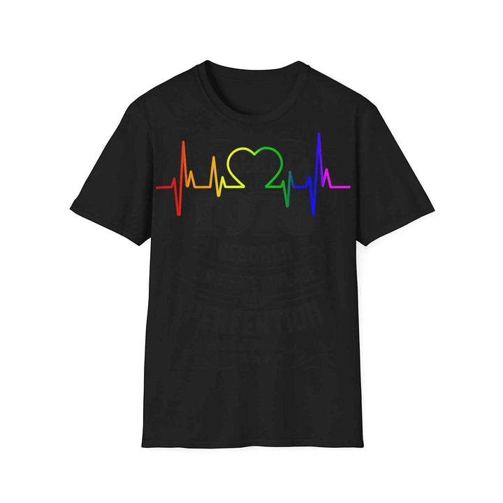 Pride Herzschlag T-Shirt – Regenbogen EKG-Linie mit Herz
