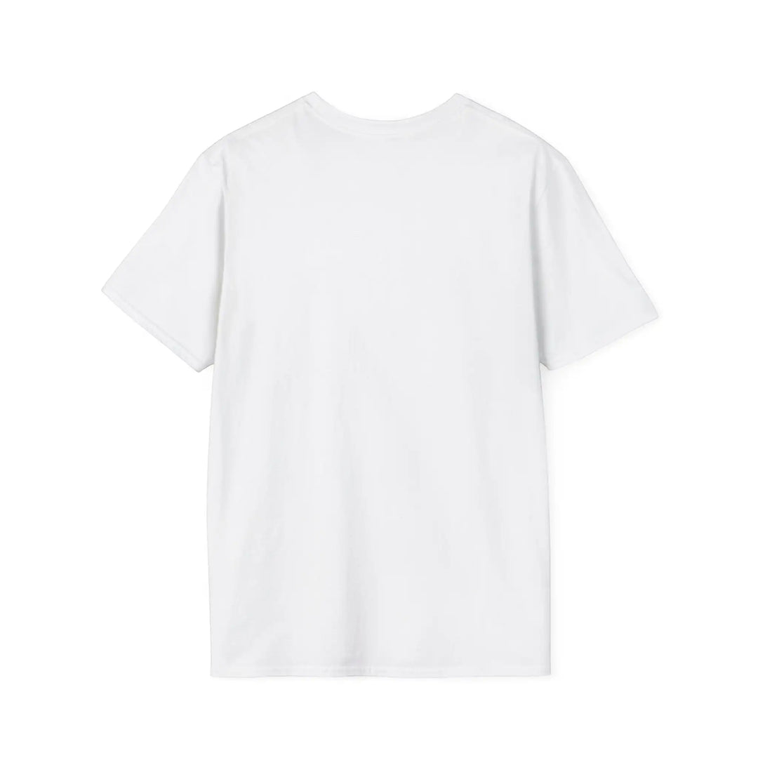 KlareAnsage Pride T-Shirt aus weißer Baumwolle, Rückansicht des Unisex-Shirts