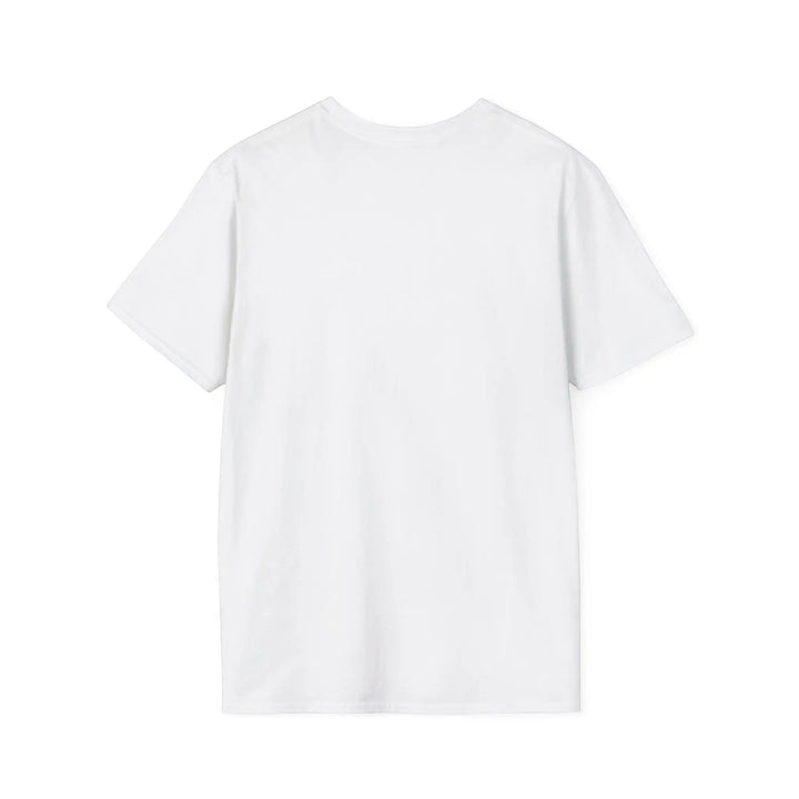 KlareAnsage Pride T-Shirt aus weißer Baumwolle, Rückansicht des Unisex-Shirts