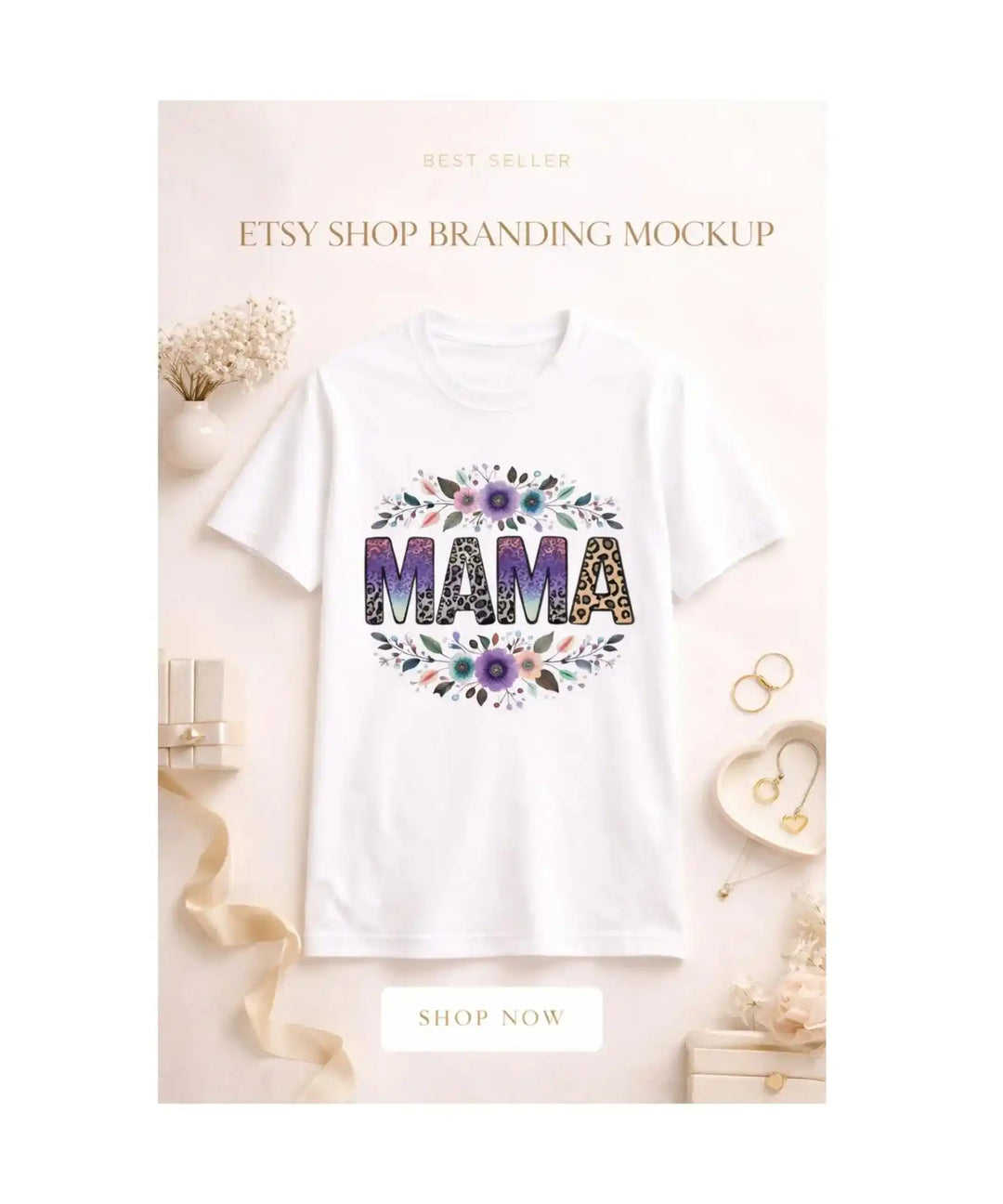 Mama Blumen Design Shirt – Weißes Blumen - Motiv für Mütter - KlareAnsage