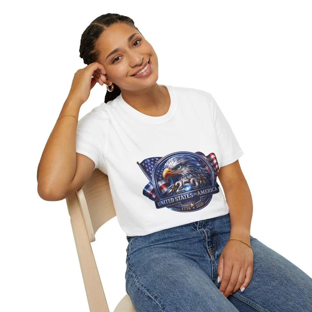 Patriotisches USA - Shirt mit Adler Emblem 1776 - 2026 - Unisex Geschenk zum Independence Day Americana - KlareAnsage