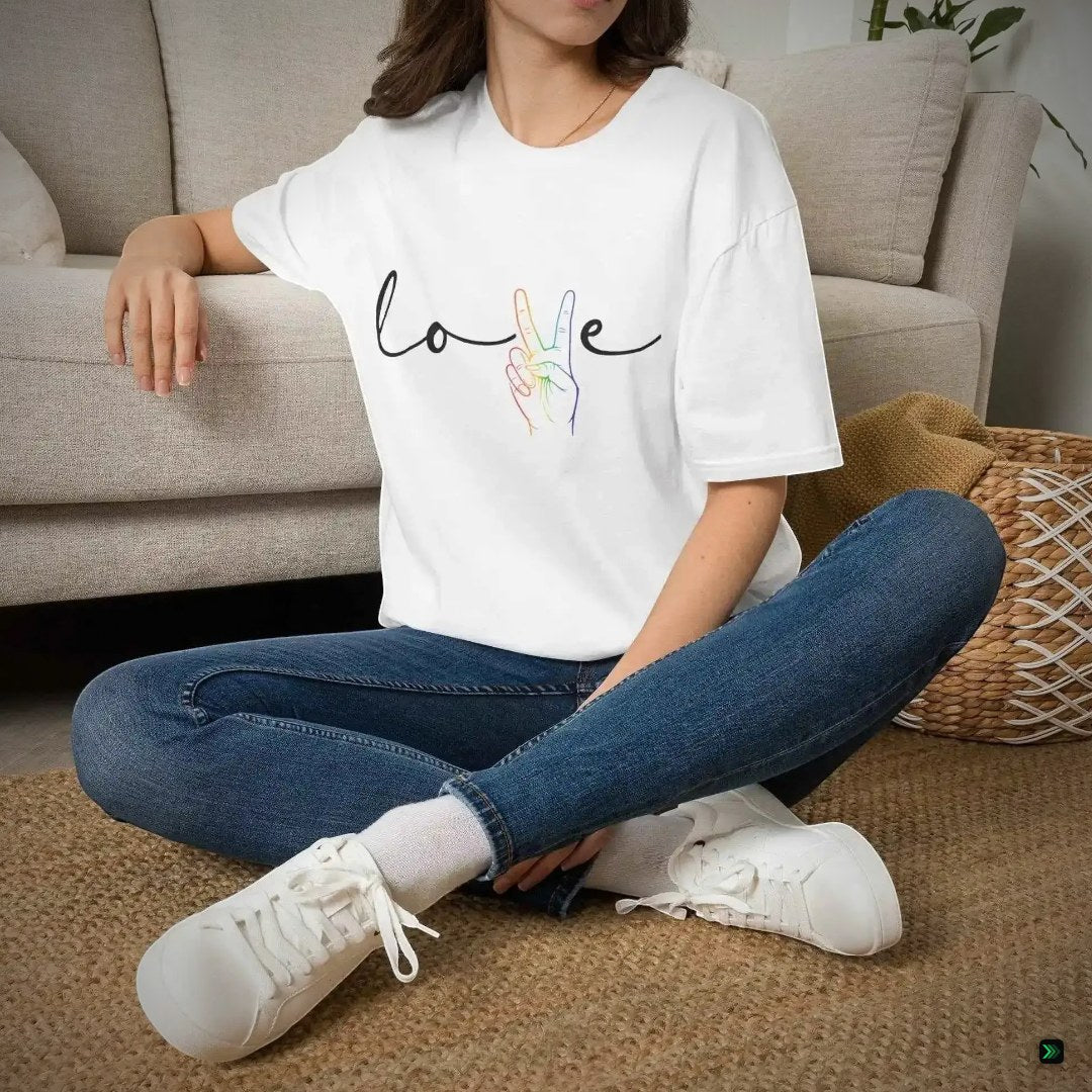 Love Peace Shirt | Gildan 64000 T-Shirt mit Peace-Hand – Clean Showcase