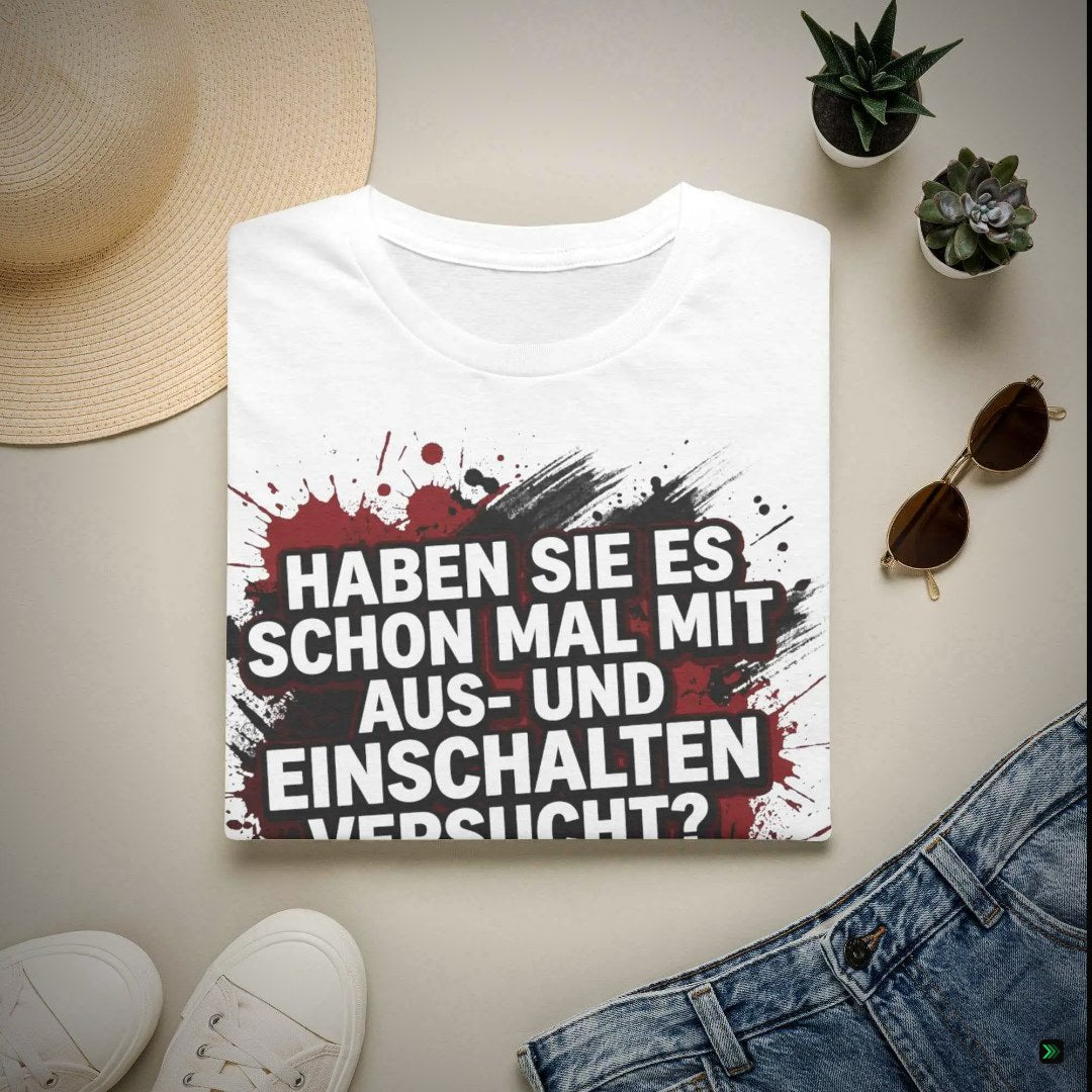 Ein Aus Shirt "Aus und Einschalten" – IT Spruch T-Shirt – Clean Showcase