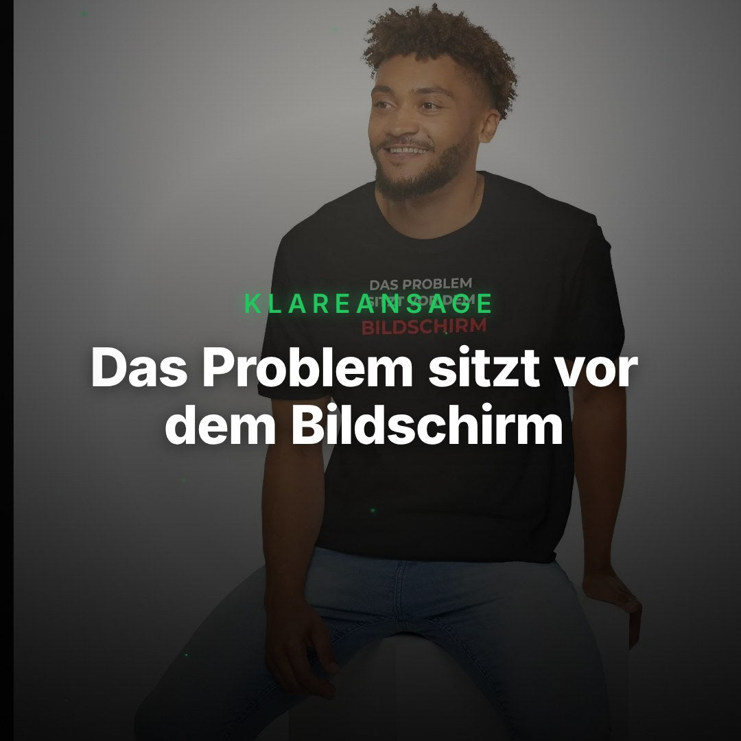 Das Problem sitzt vor dem Bildschirm – Lustiges IT und Büro T Shirt – Clean Showcase