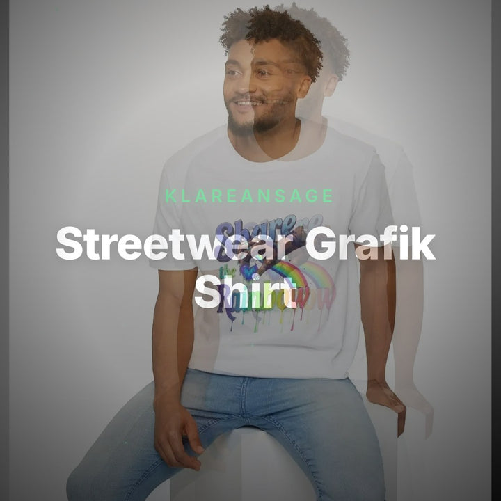 Streetwear Grafik Shirt, Cotton, Regenbogen Drip Design Herz brennend Unisex, kostenloser Versand – Clean Showcase