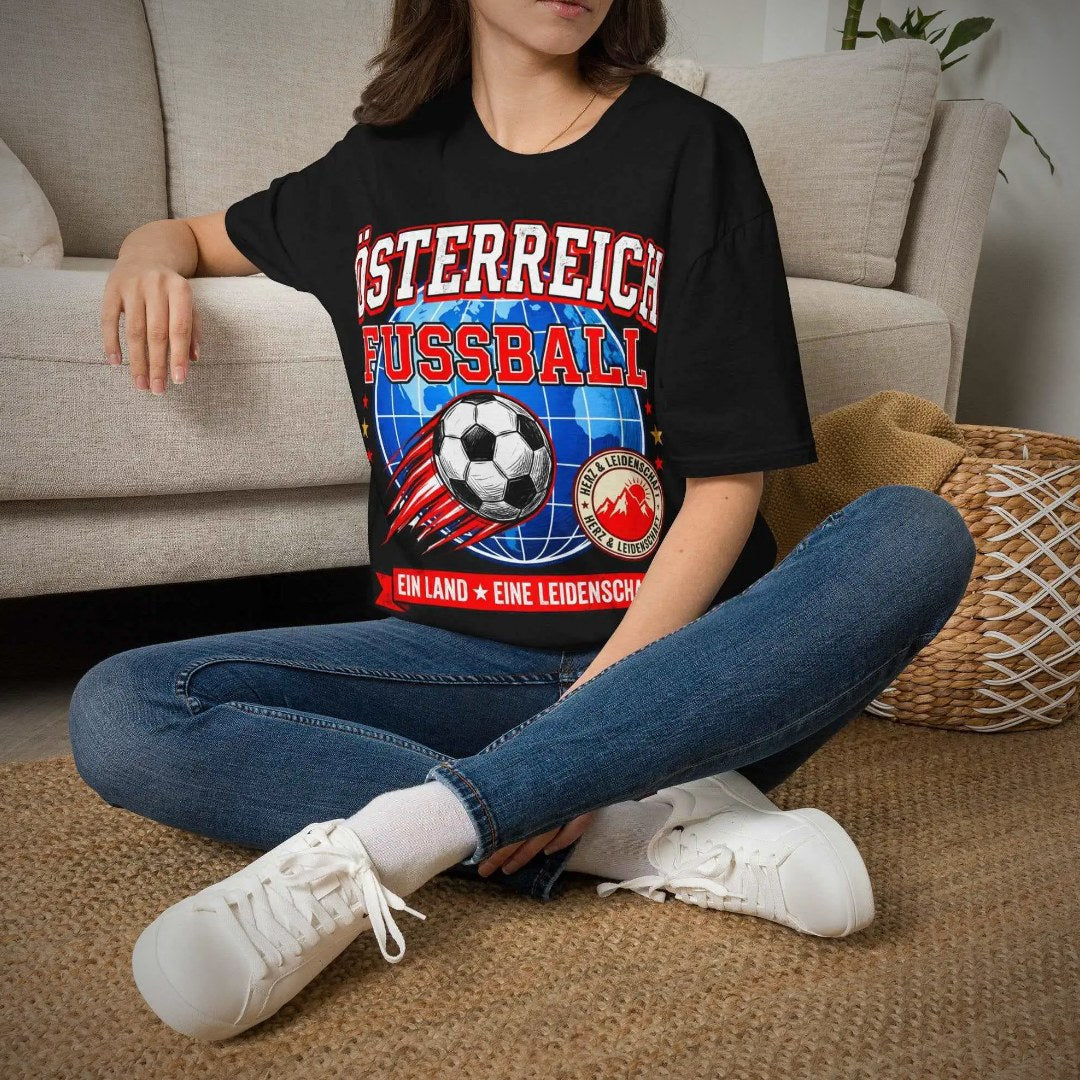 "Österreich Fussball – Ein Land, eine Leidenschaft" Gildan 64000 T-Shirt – Clean Showcase