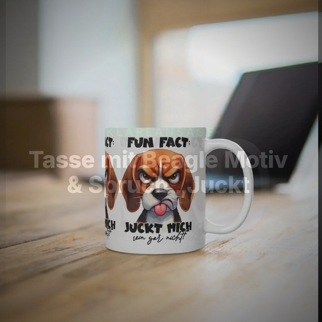 Tasse mit Beagle Motiv &amp; Spruch „Juckt mich rein gar nicht“ |  Büro-Becher – Clean Showcase