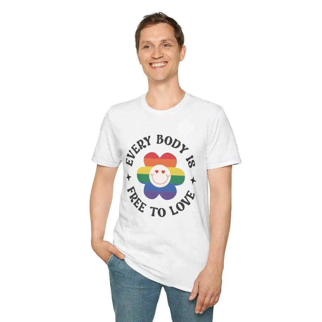 Retro Rainbow Flower Shirt – Every Body Is Free To Love - KlareAnsage