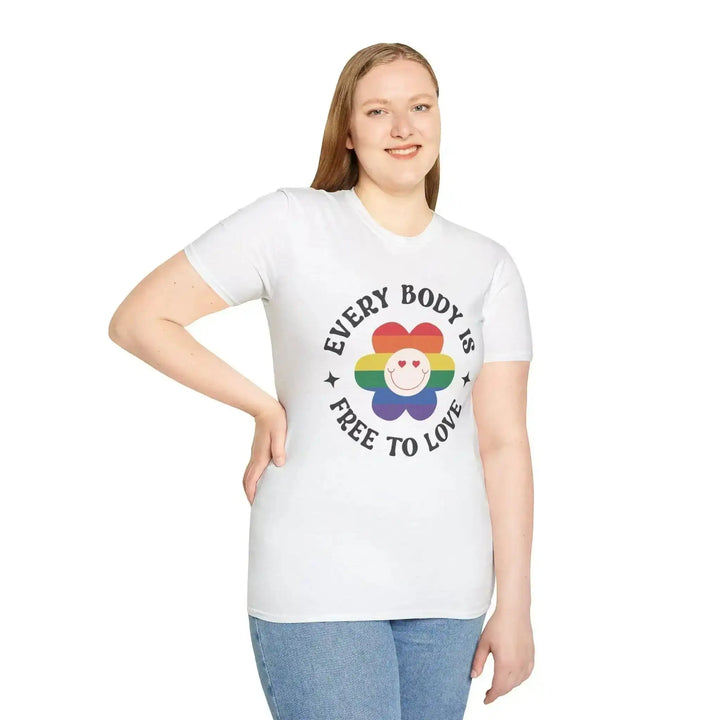Retro Rainbow Flower Shirt – Every Body Is Free To Love - KlareAnsage