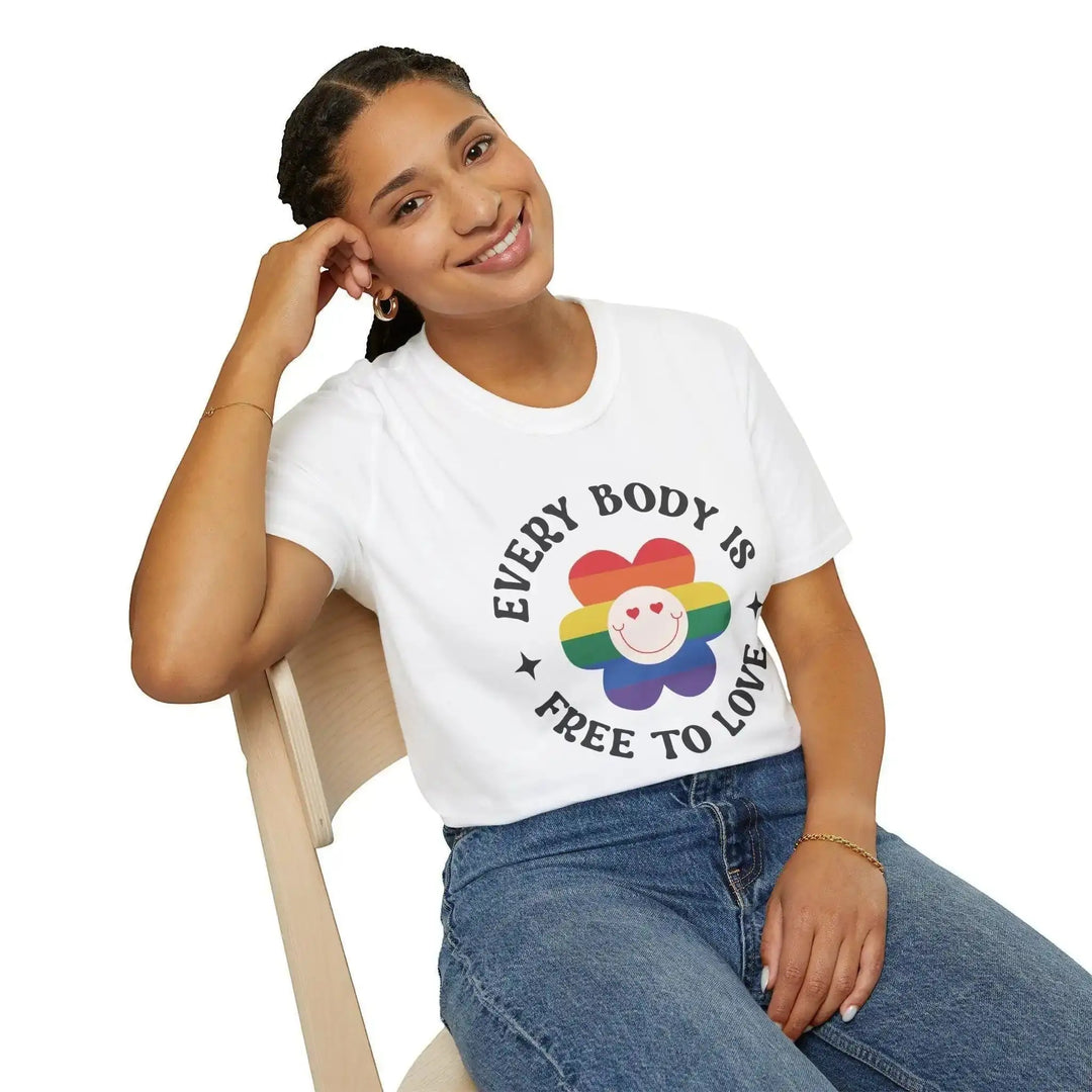 Retro Rainbow Flower Shirt – Every Body Is Free To Love - KlareAnsage