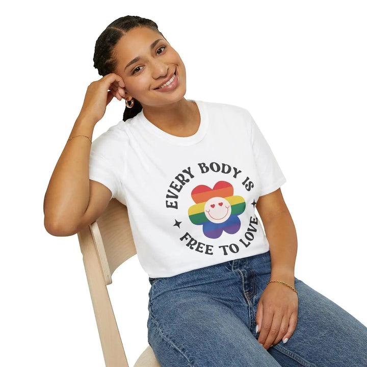 Retro Rainbow Flower Shirt – Every Body Is Free To Love - KlareAnsage
