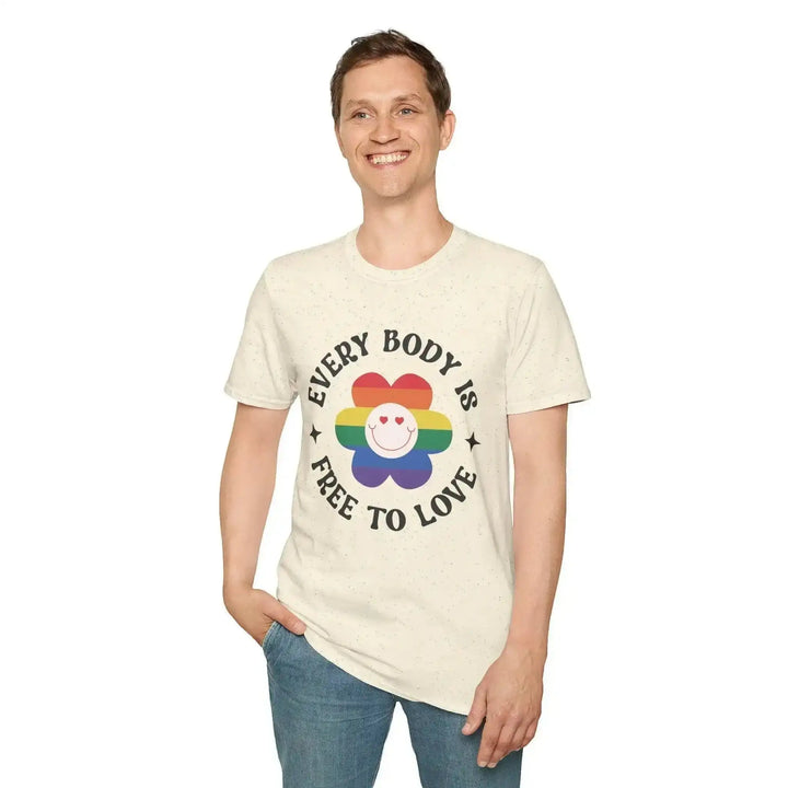 Retro Rainbow Flower Shirt – Every Body Is Free To Love - KlareAnsage