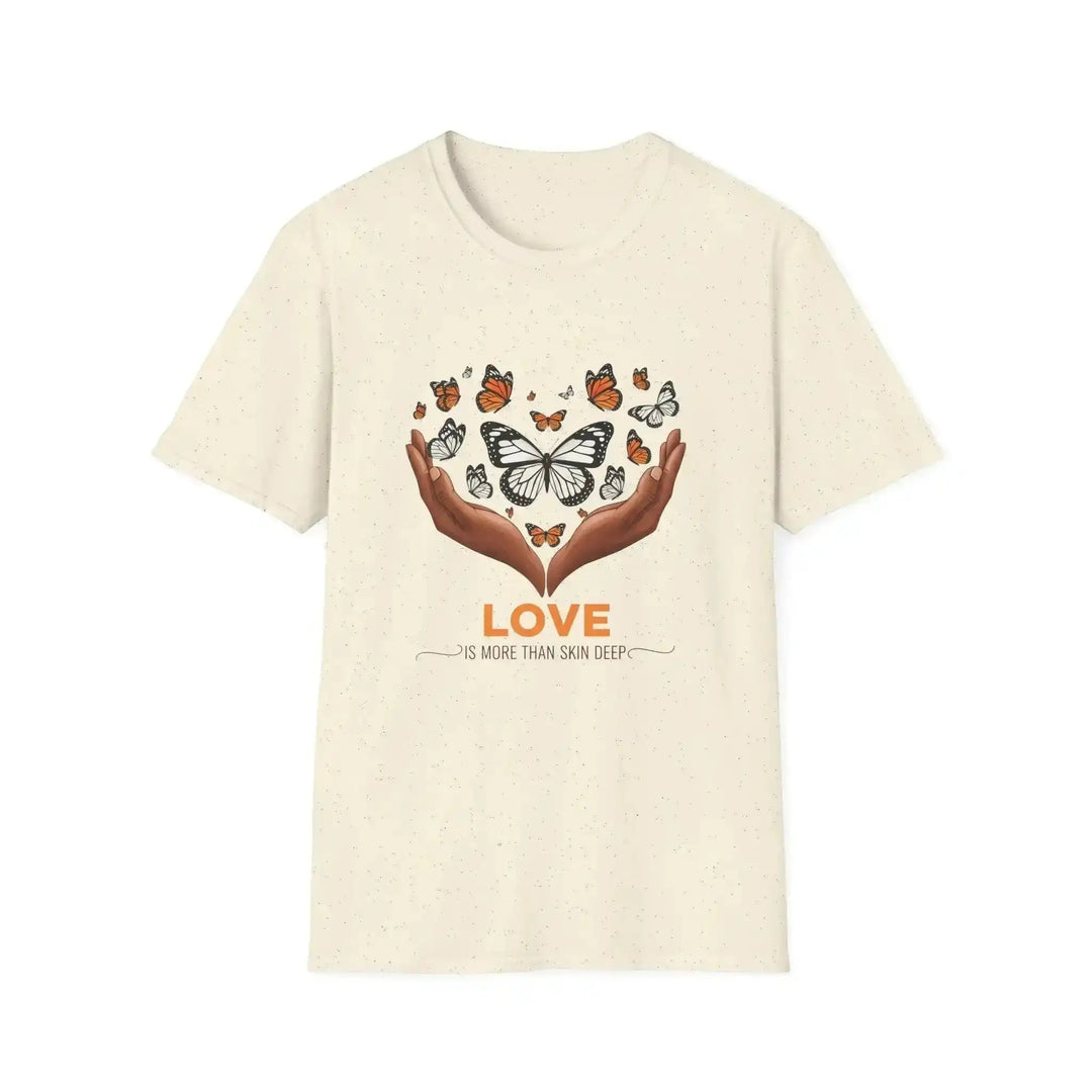 Selbstliebe T-Shirt, Inklusion Schmetterling Herz Craftnest, Baumwolle, Color Weiss, Rot und Sand, Geschenk - KlareAnsage