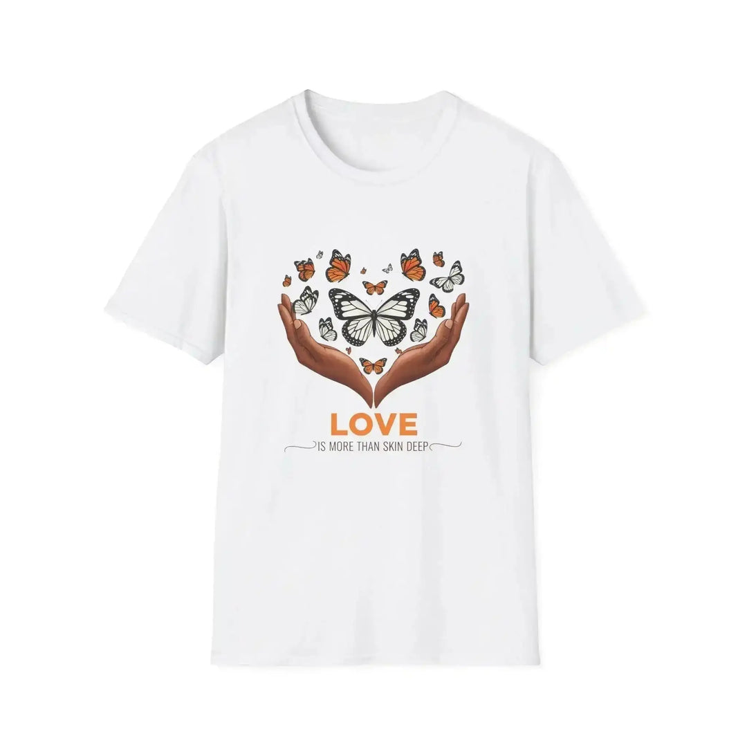 Selbstliebe T-Shirt, Inklusion Schmetterling Herz Craftnest, Baumwolle, Color Weiss, Rot und Sand, Geschenk - KlareAnsage