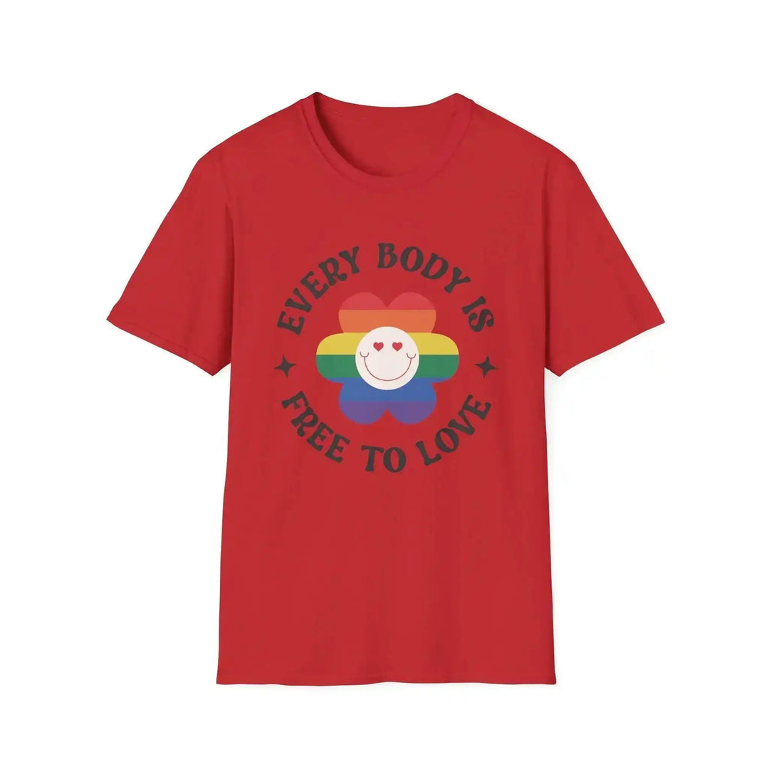 T-Shirt „Every Body Is Free To Love“ – Pride &amp; Diversity Statement - KlareAnsage