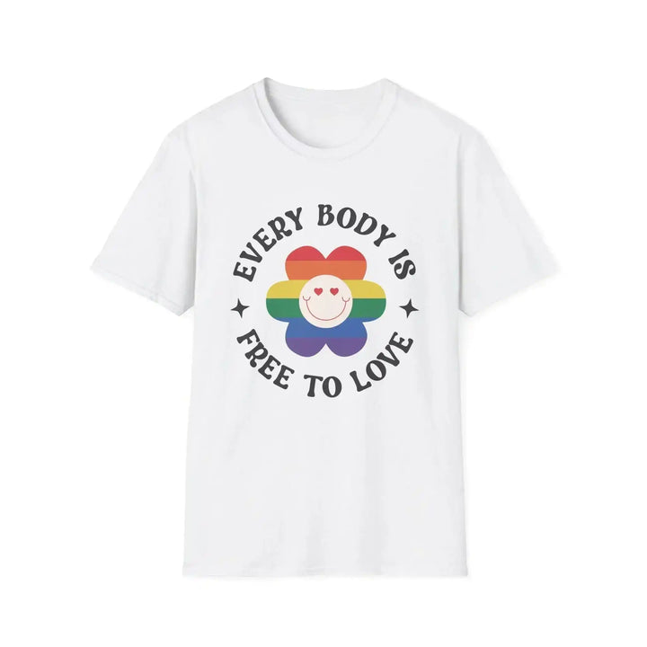 T-Shirt „Every Body Is Free To Love“ – Pride &amp; Diversity Statement - KlareAnsage
