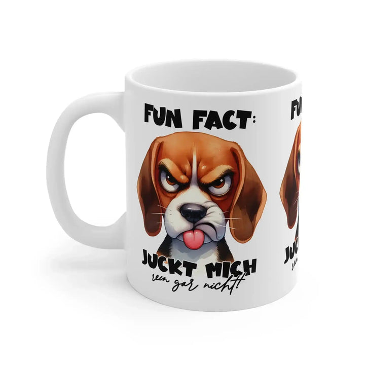 Tasse mit Beagle Motiv &amp; Spruch „Juckt mich rein gar nicht“ | Büro - Becher - KlareAnsage