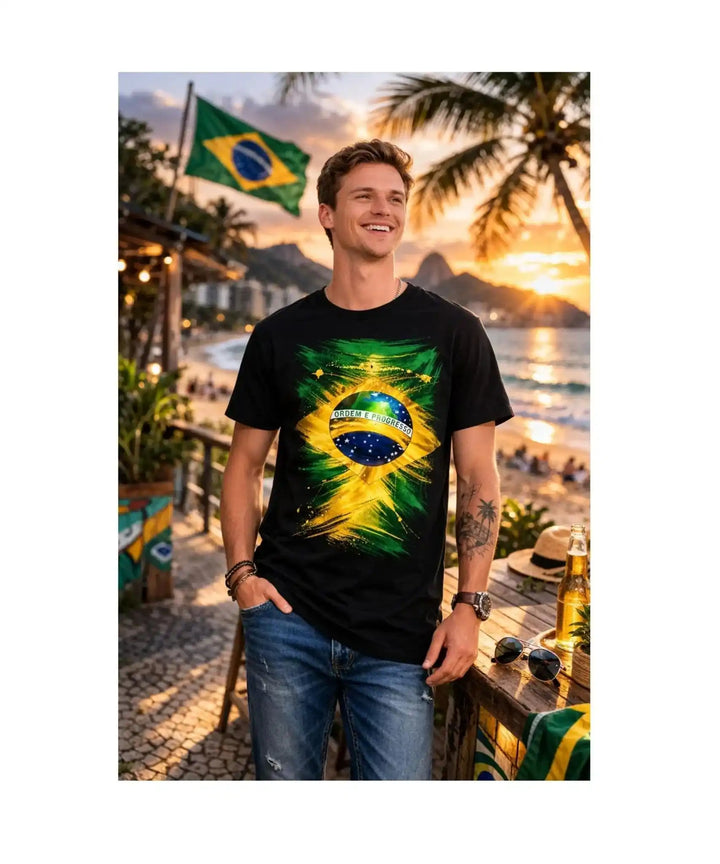 Team Brazil Fan T-Shirt – Dynamisches Fußball Design - KlareAnsage